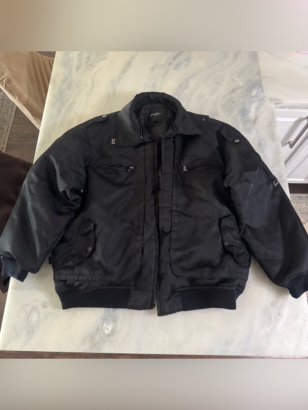 Y2K Sean John Black Bomber Jacket Size XL
